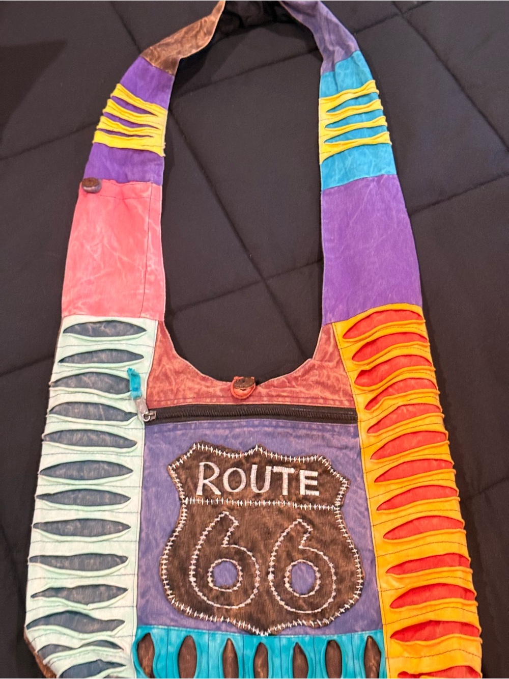 Route 66 Boho Hippie Crossbody Sling Bag Arizona Southwest Patchwork